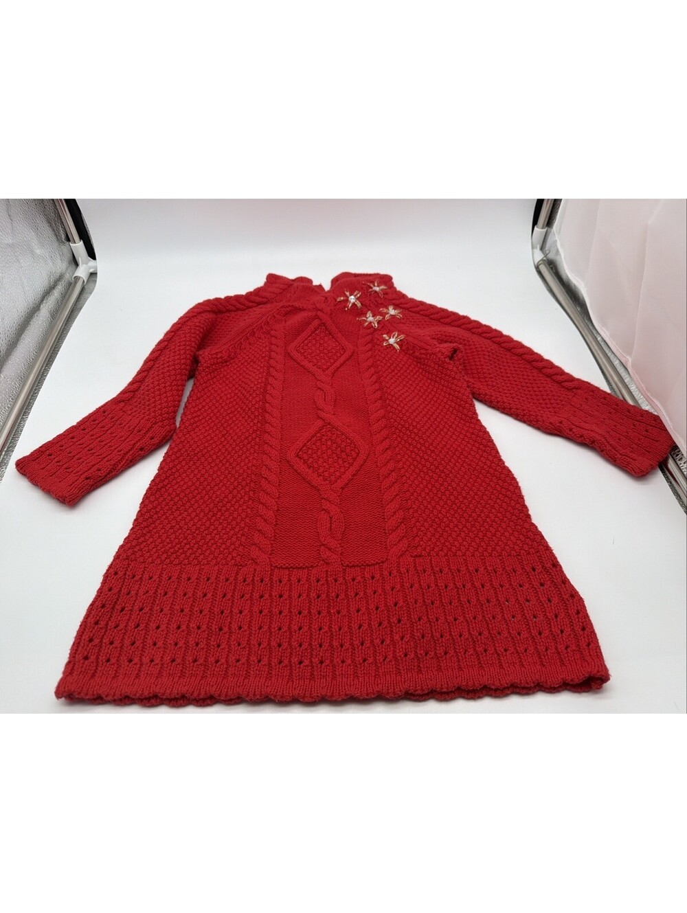 Maggie & Zoe 24 Months Red Sweater Dress Gold Accents Holiday Christmas